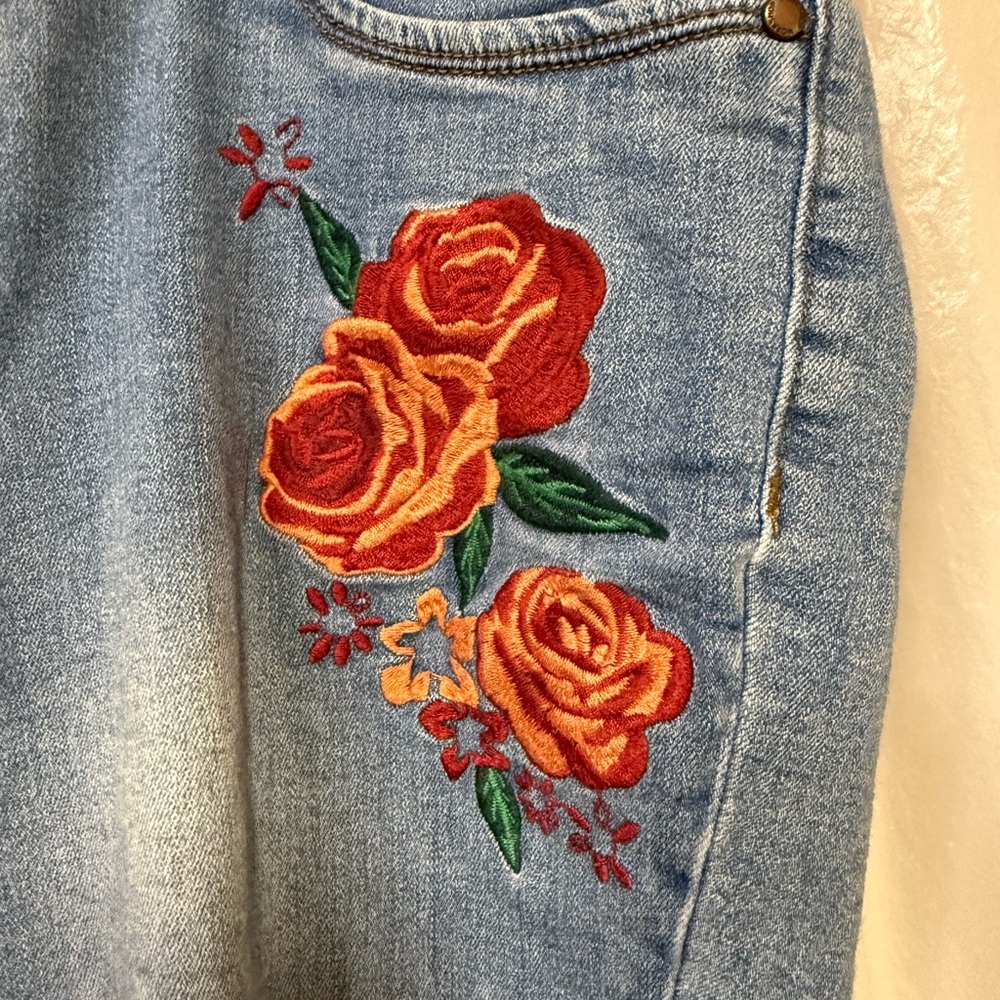 Workshop Republic Clothing Blue Floral Skinny Jeans. Size 10 - Picture 6 of 6